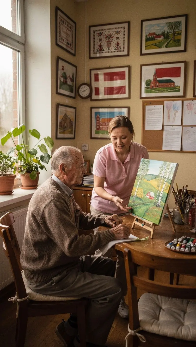 Kultūras pasākums, kurā vecāka gadagājuma cilvēki izbauda vietējo mūziku.